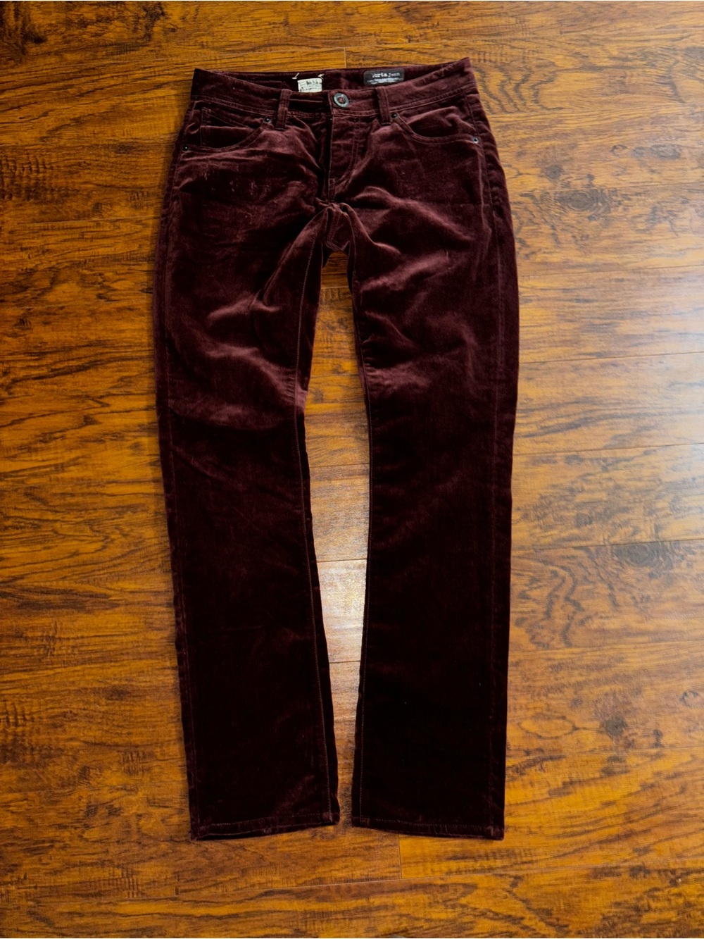 Volcom Brand Vorta Jeans Burgundy Velvet Pants Wine Corduroy Trousers 30x33